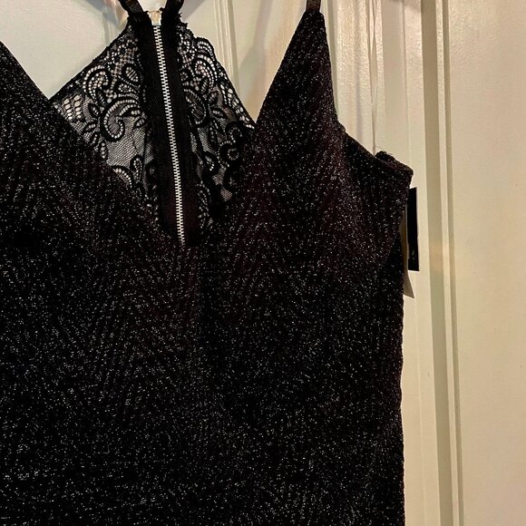 NWT Planet Gold Chevron Lurex Stretchy Dressy Dress XL Back Area is Open - Picture 3 of 12